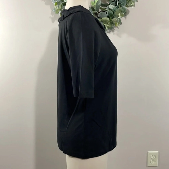 NWT Talbots Black Short Sleeve Top with Ribbon Neck Detail S - Picture 8 of 15